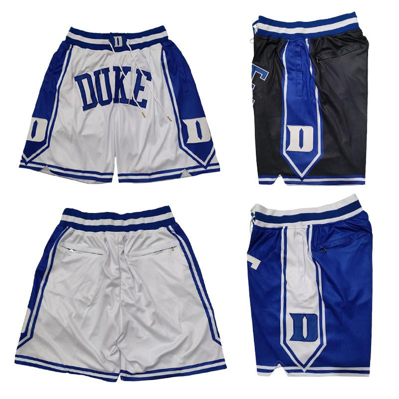 Basketball Shorts DUKE Four Pockets Cheap and High Quality Sewing Embroidery Covered Court Beach Pants 2025 Outdoor Sports Shorts Big Size Black White Blue Accepting Mixed Wholesale and Retail